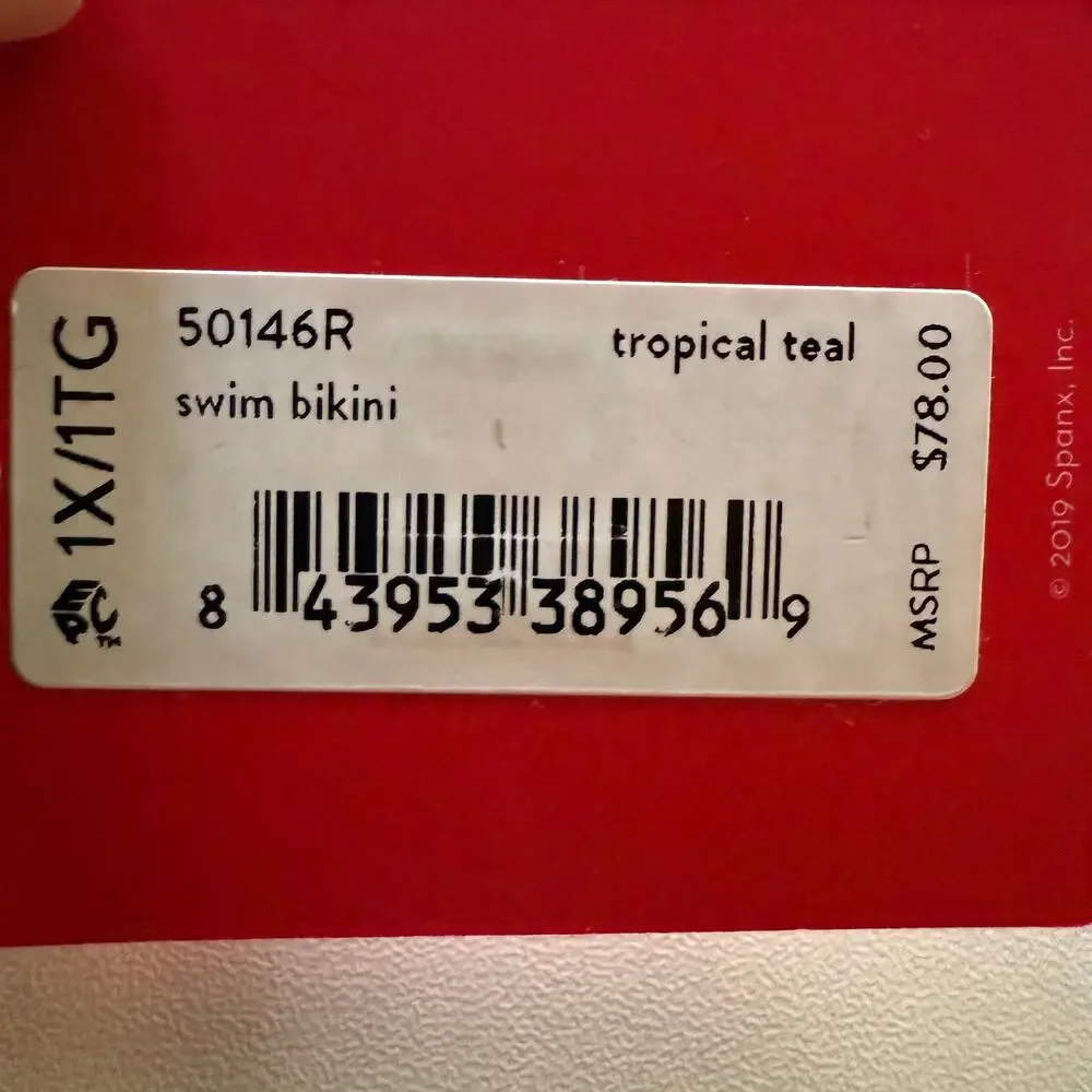 Spanx Classic Bikini Bottom – Tropical Teal Plus Size 1X (NWT) – Full Coverage - Picture 3 of 7